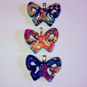 ACRYLIC MULTI COLOR BUTTERFLY CHARMS -SET OF 3